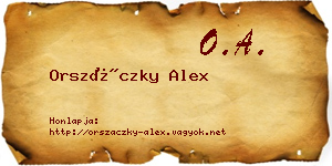 Orszáczky Alex névjegykártya